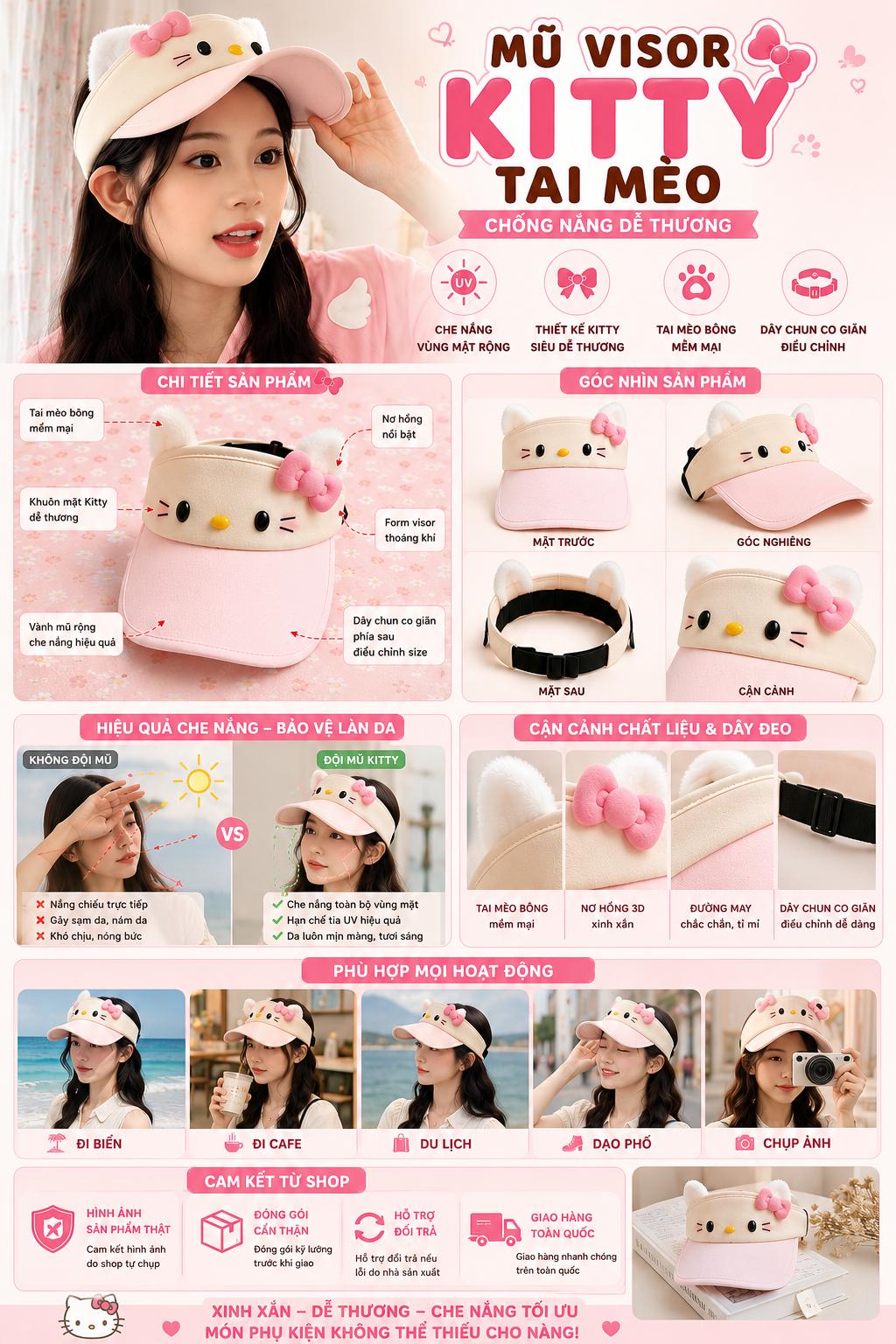 High Quality Hello Kitty Cat Ear Cap - Elegant Korean Women's Hat ...