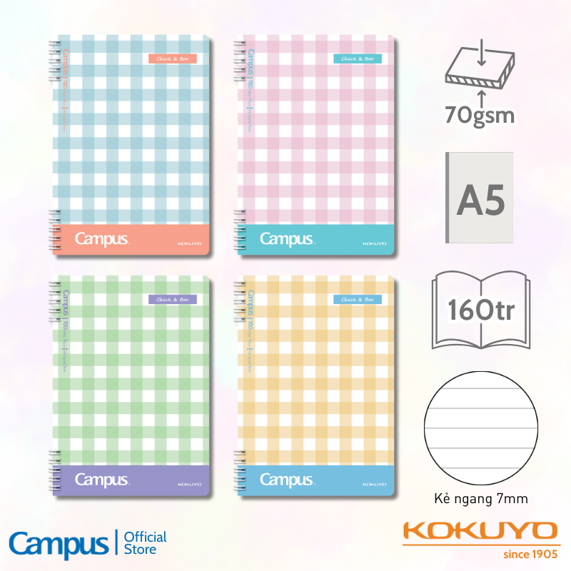XO Spring Notebook Check & Bar Two Sizes B5 and A5, 160 Horizontal ...