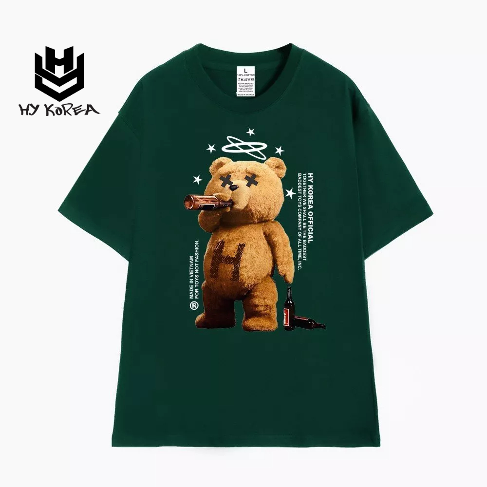 HY KOREA Cotton 100 Unisex Teddy Bad Bear 1302 Short Sleeve T