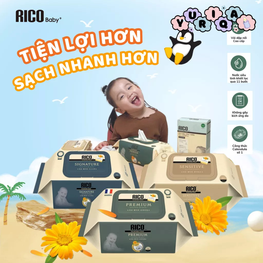 Retail Package] - RICO BABY Korean Wet Paper Towels - Large, Thick Paper  Size, Umbrella Stamping, No Chemical Fragrance