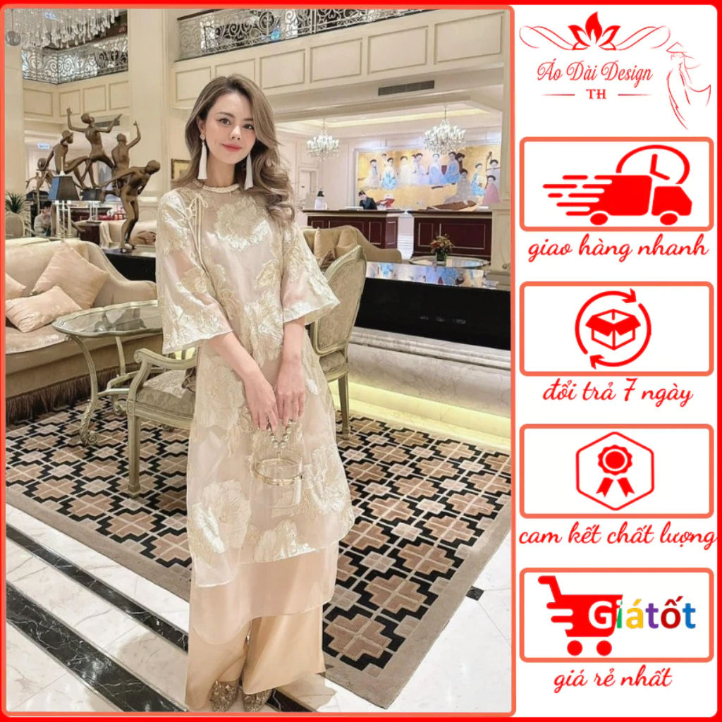 Innovative Ao Dai design high quality Silk material Shop Ao Dai Thu