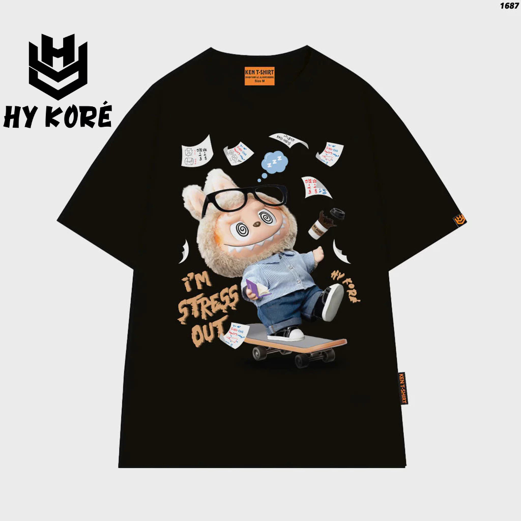 LABUBU T-shirt HY KOREA Labubu Learning Math Stress 1687 long sleeve ...