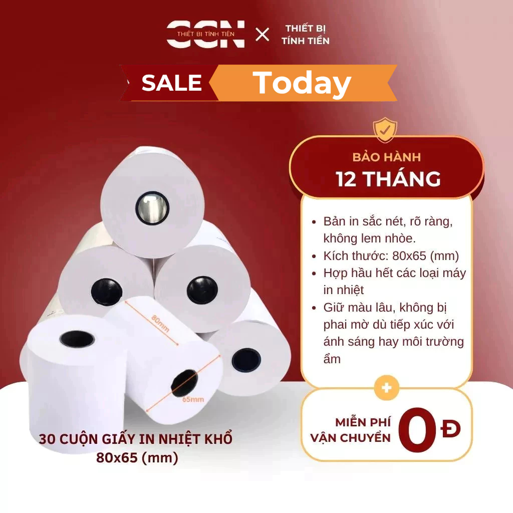 30 rolls of thermal receipt paper K80*45 - For receipt printers ...