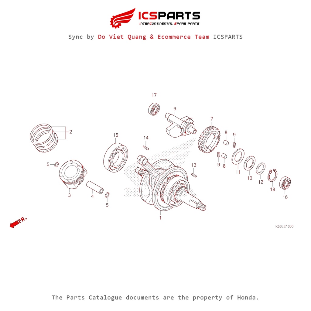 Crankshaft (Bien) - Piston (E-16-D) HONDA Winner X (2022+) (K2P) Parts ...