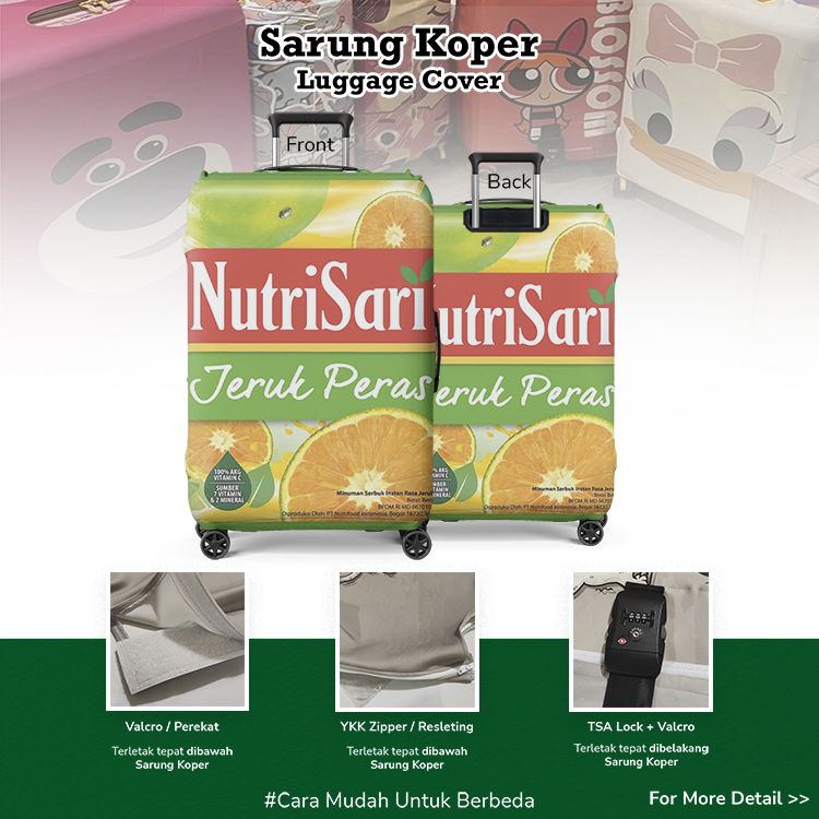 NutriSari Jeruk Peras Sarung Koper Unik - Luggage Cover / Pelindung Koper / Nutrifood