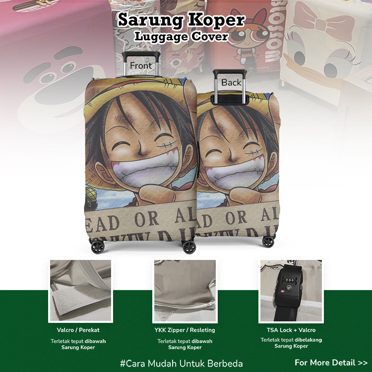 One Piece Wanted Posters : Monkey D. Luffy / Luffy Topi Jerami Bounties - Luggage Cover / Sarung Koper / Pelindung Koper Lentur / Sarung Koper Unik / Sarung Koper Anime