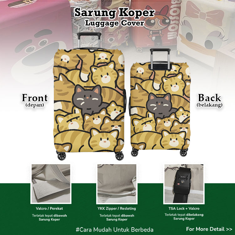 Sarung Koper Kucing Lucu / Luggage Cover Cute Cat 002 - Sarung Koper / Pelindung Koper / Desain Sarung Koper Unik