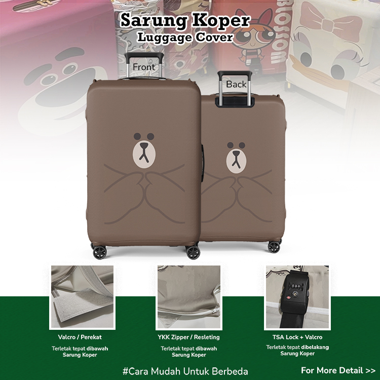 LINE Brown 001 - Sarung Koper / Cover Pelindung Koper /Luggage Cover