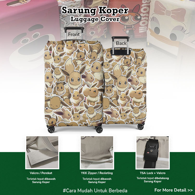 Sarung Koper Pokemon Eevee - Luggage Cover Pelindung