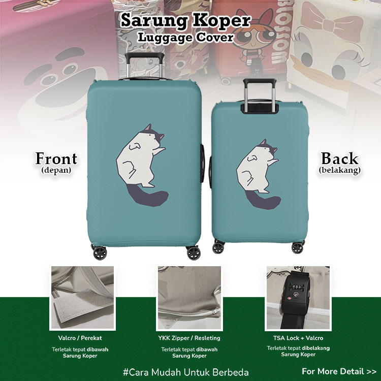 Sarung Koper Kucing Lucu / Luggage Cover Cute Cat 004 - Sarung Koper / Pelindung Koper / Desain Sarung Koper Unik