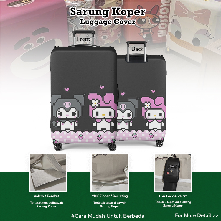 Kuromi: Si Kelinci Hitam yang Menawan 001 - Sarung Koper / Pelindung Koper / Desain Sarung Koper Unik / Hello Kitty
