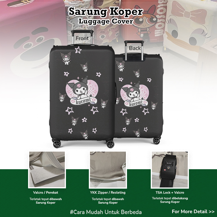 Kuromi: Si Kelinci Hitam yang Menawan 003 - Sarung Koper / Pelindung Koper / Desain Sarung Koper Unik / Hello Kitty