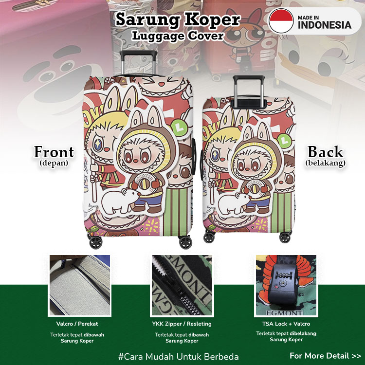 Labubu Sarung Koper 003 - Luggage Cover / Pelindung Koper / Lisa Blackpink / Boneka unik