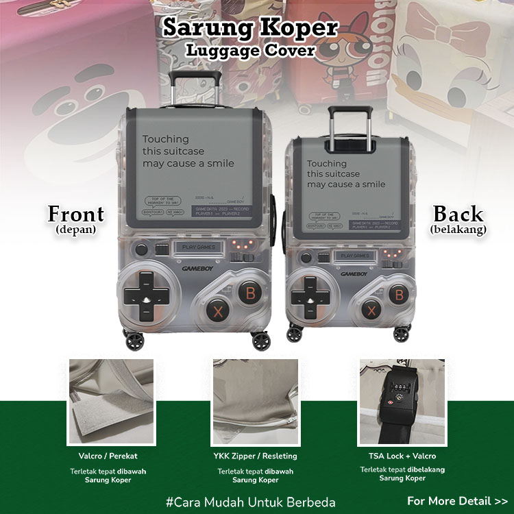 Nintendo GAME BOY High Tech Transparent - Luggage Cover Elastis Sarung Pelindung Koper Bahan Tebal Ramah Lingkungan dan Aman untuk kulit