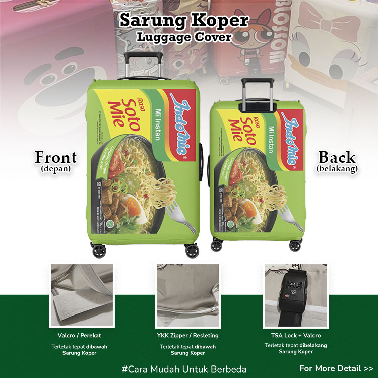 Indomie Soto Mie Sarung Koper Unik - Luggage Cover / Pelindung Koper / Indofood