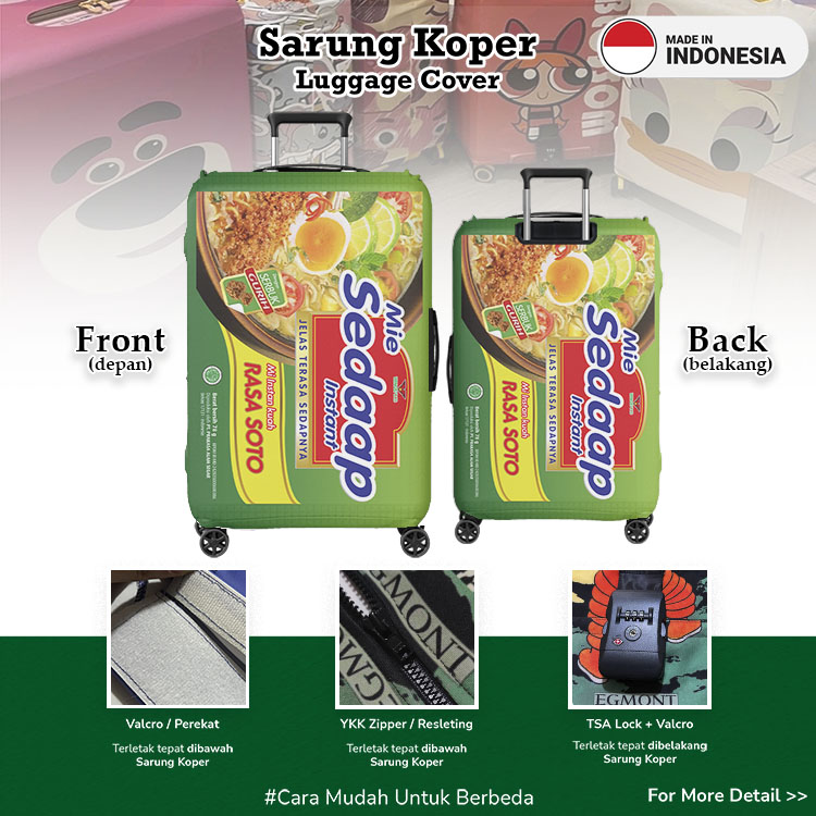 Mie Sedap Rasa Soto Sarung Koper Unik - Sarung Koper / Luggage Suitcase / Luggage Cover