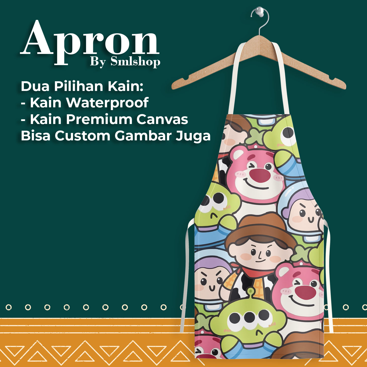 Buzz Woody Lotso and Alien Toy Story - Celemek Barista / Waterproof Anti Air / Adjustable