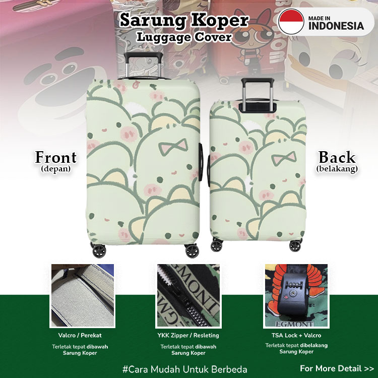 Sarung Koper Dino Lucu / Cute Dino 001 - Pelindung Koper / Luggage Cover / Luggage Case
