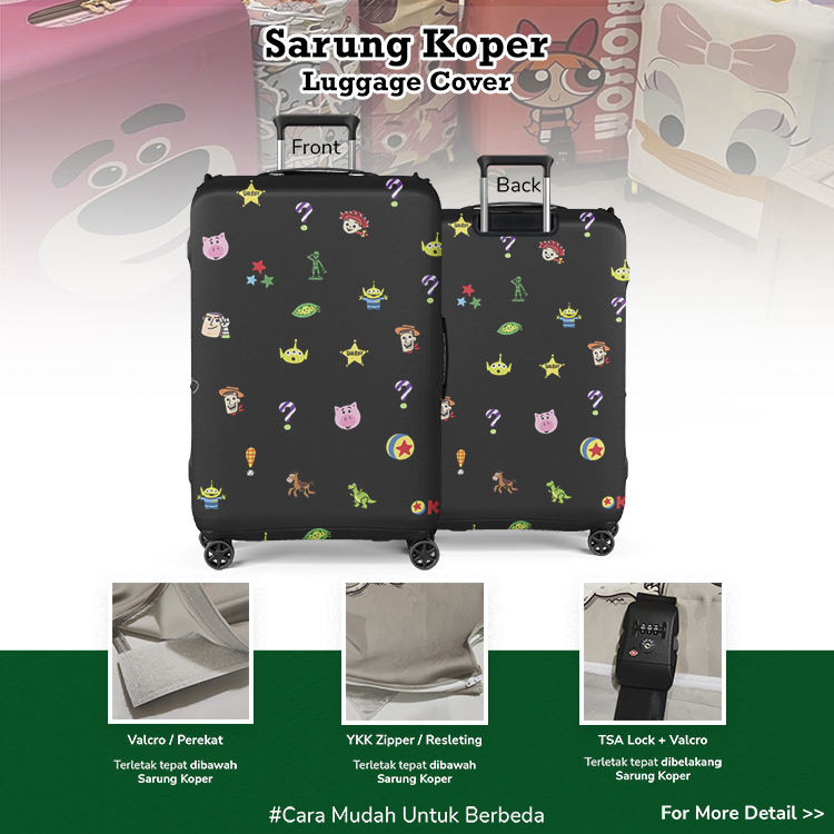 Toy Story 005 (Lotso, Sheriff Woody, Buzz Lightyear, Hamm, Rex & Alien) - Sarung Koper / Luggage Cover / Pelindung Koper