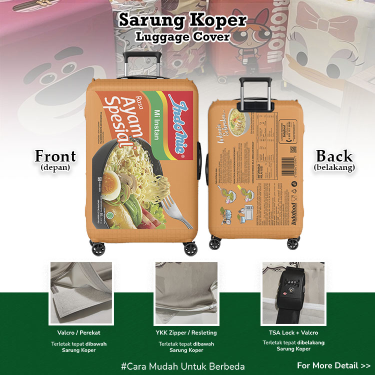 Indomie Ayam Spesial Sarung Koper Unik v2 - Luggage Cover / Pelindung Koper / Indofood