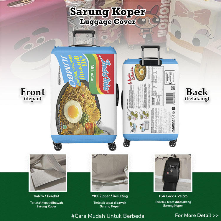 Indomie Mi Goreng Ayam Panggang Sarung Koper Unik v2 - Luggage Cover / Pelindung Koper / Indofood