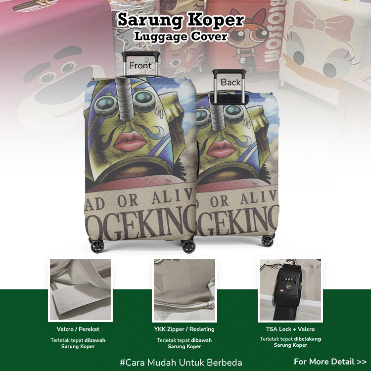 One Piece Wanted Posters : Usopp / Sogeking Usopp Bounties - Luggage Cover / Sarung Koper / Pelindung Koper Lentur / Sarung Koper Unik / Sarung Koper Anime