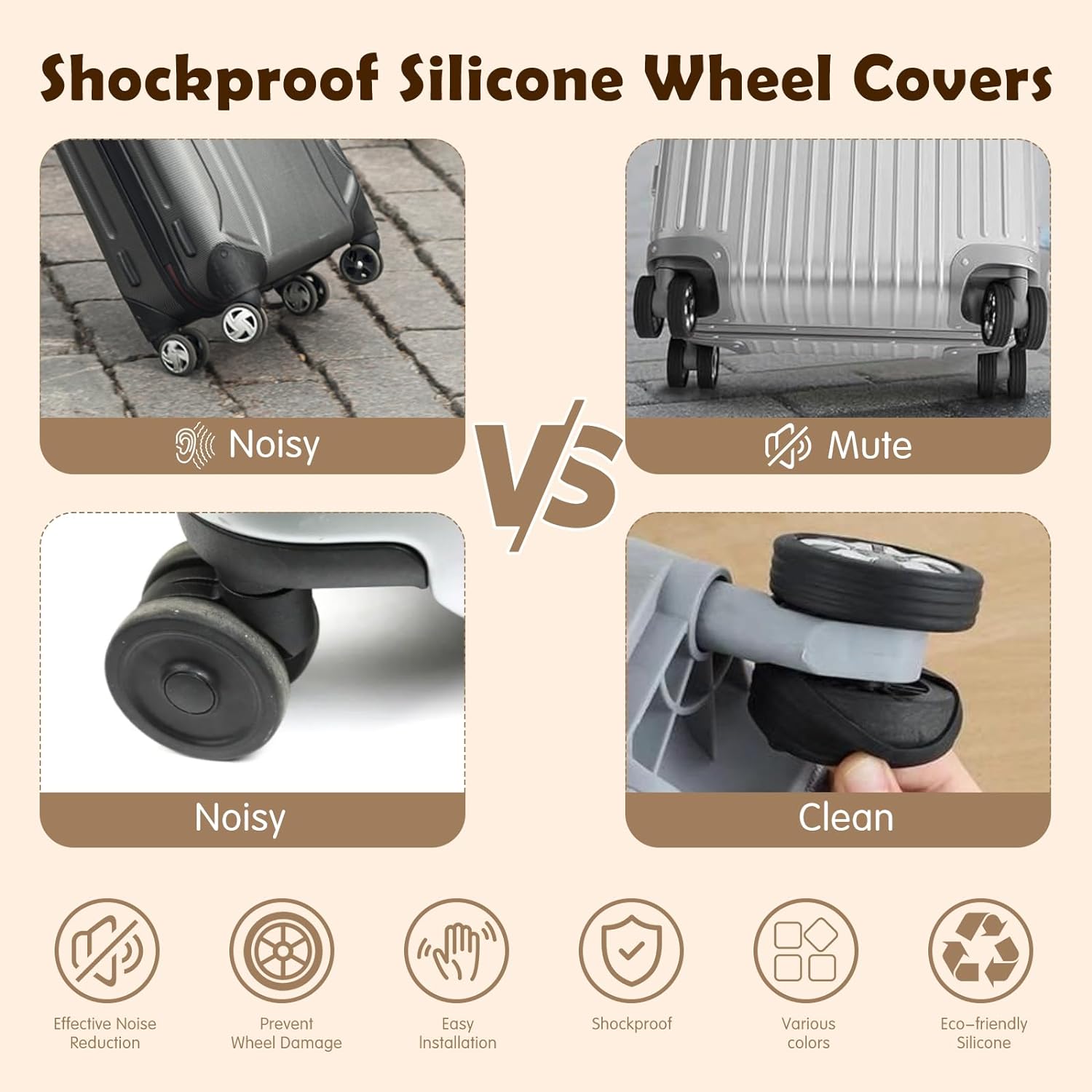 Kvers Pelindung Roda Koper Silikon Luggage Wheel Covers 4 PCS