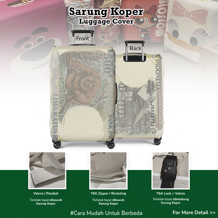 500 Perak / Lima Ratus Perak / Gope - Luggage Cover Elastis Sarung Pelindung Koper Bahan Tebal Ramah Lingkungan dan Aman untuk kulit