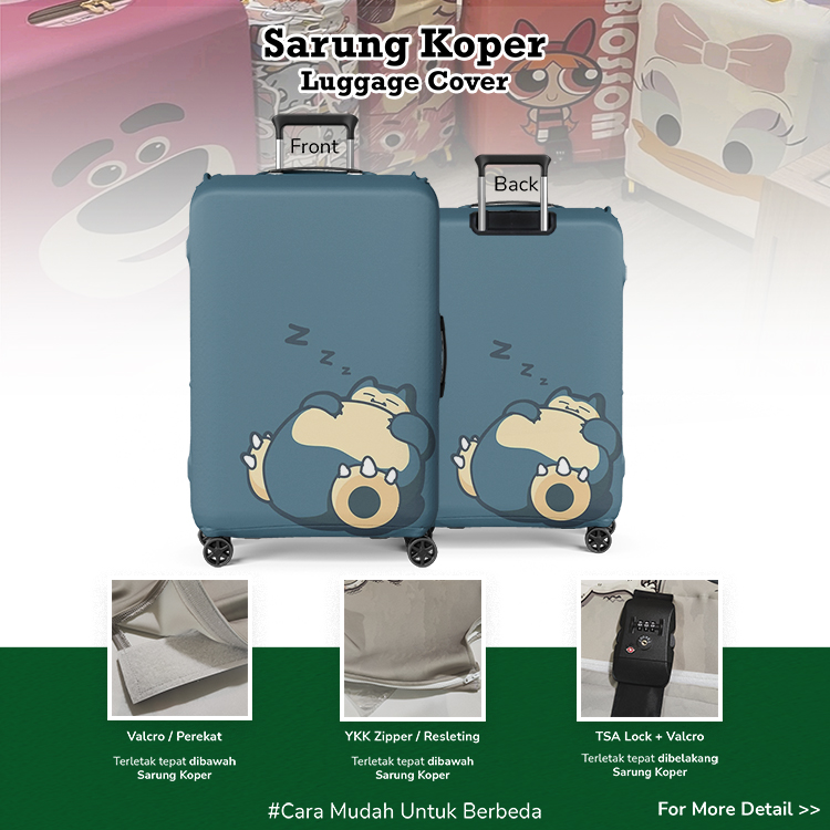 Pokemon Snorlax Luggage Cover 001 - Sarung Koper / Luggage Suitcase / Pokemon GO