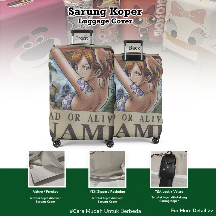 One Piece Wanted Posters : Nami / Nami Kucing Pencuri Bounties - Luggage Cover / Sarung Koper / Pelindung Koper Lentur / Sarung Koper Unik / Sarung Koper Anime