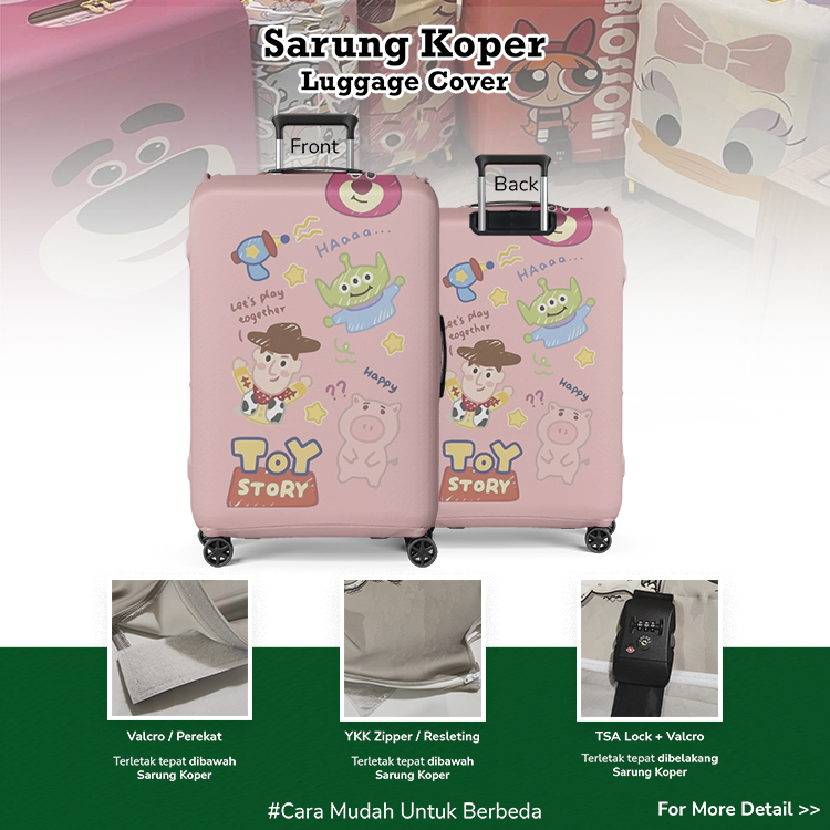 Toy Story 004 (Lotso, Sheriff Woody, Hamm & Alien) - Sarung Koper / Luggage Cover / Pelindung Koper