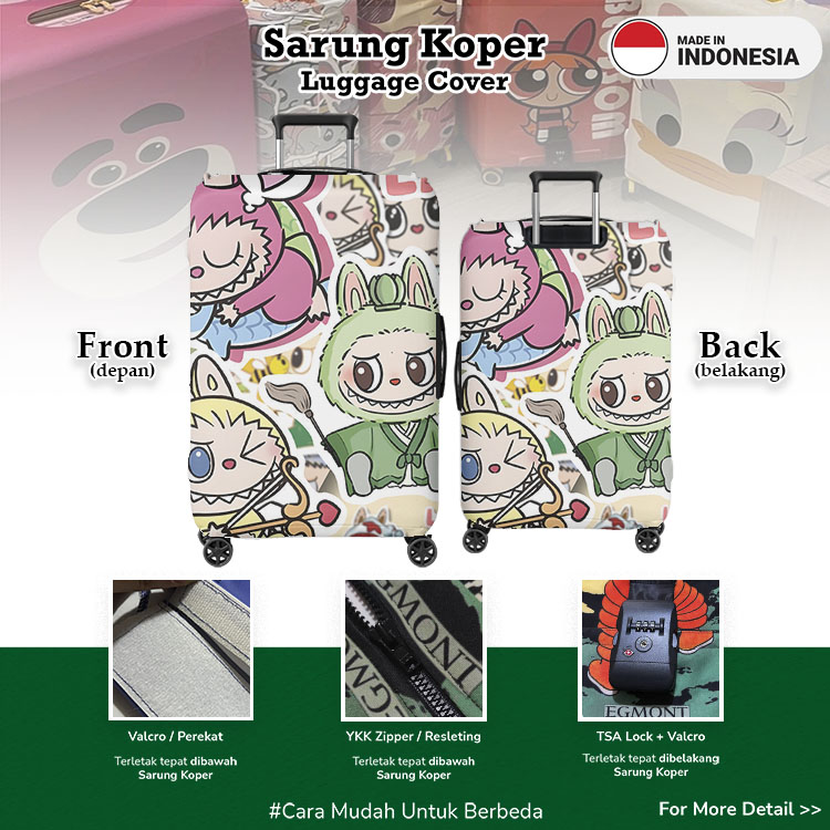 Labubu Sarung Koper 005 - Luggage Cover / Pelindung Koper / Lisa Blackpink / Boneka unik