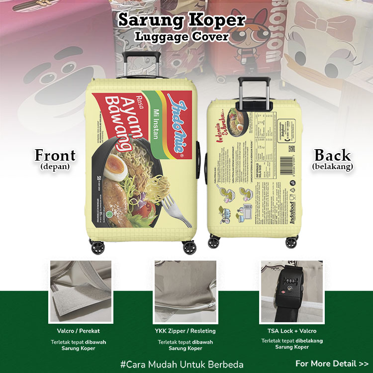 Indomie Ayam Bawang Sarung Koper Unik v2 - Luggage Cover / Pelindung Koper / Indofood