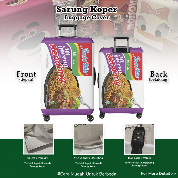 Indomie Mi Goreng Rendang Sarung Koper Unik - Luggage Cover / Pelindung Koper / Indofood