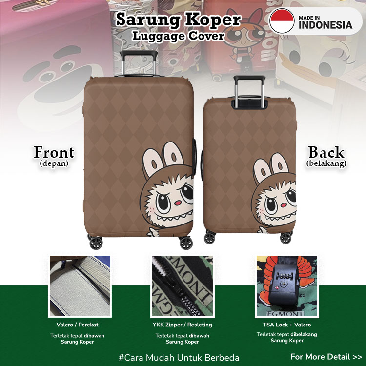 Labubu Sarung Koper 001 - Luggage Cover / Pelindung Koper / Lisa Blackpink / Boneka unik