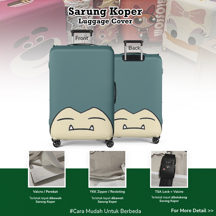 Pokemon Snorlax Luggage Cover 002 - Sarung Koper / Luggage Suitcase / Pokemon GO