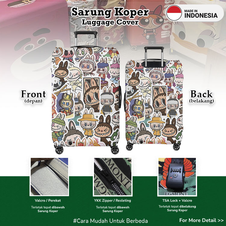 Labubu Sarung Koper 002 - Luggage Cover / Pelindung Koper / Lisa Blackpink / Boneka unik