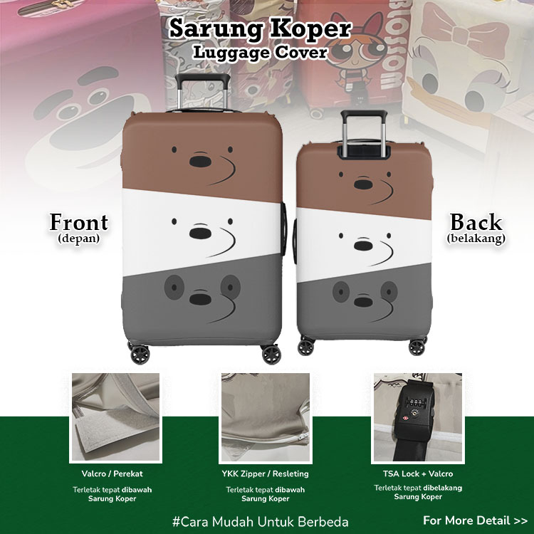 We Bare Bears 001 - Sarung Koper / Luggage Cover / Pelindung Koper