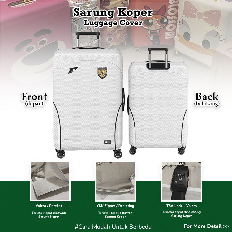 Sarung Koper Motif Jersey Erspo Timnas Indonesia 2025 Tandang / Away (Timnas Indonesia) - Luggage Cover / Pelindung Koper / Desain Sarung Koper Unik / Jersey tandang timnas indoensia