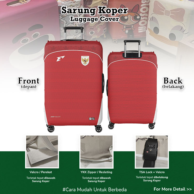 Sarung Koper Motif Jersey Erspo Timnas Indonesia 2025 Kandang / Home (Timnas Indonesia) - Luggage Cover / Pelindung Koper / Desain Sarung Koper Unik / Jersey tandang timnas indoensia