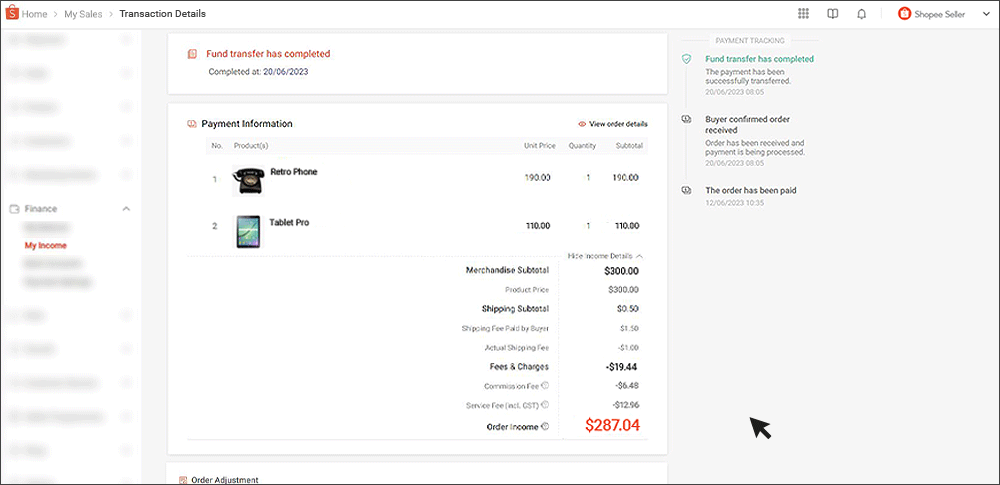 Checking Income Details | Shopee SG Seller Education Hub