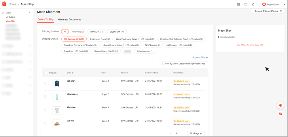 About mass processing orders | SG Seller Education [Shopee]