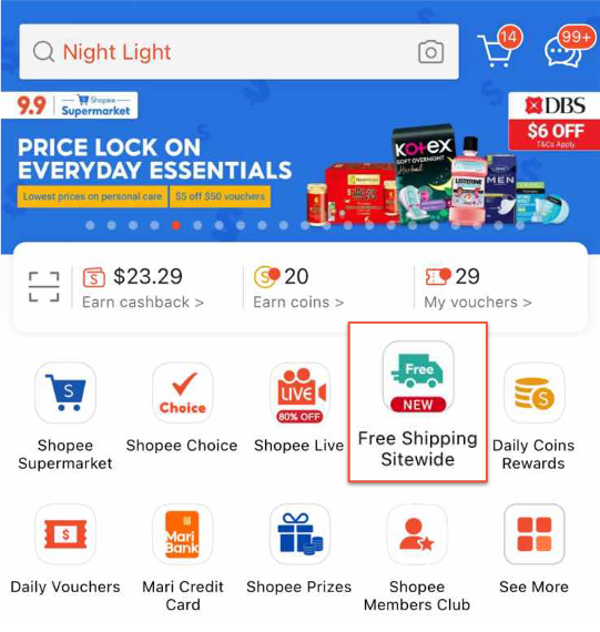 Platform wide Free Shipping Vouchers