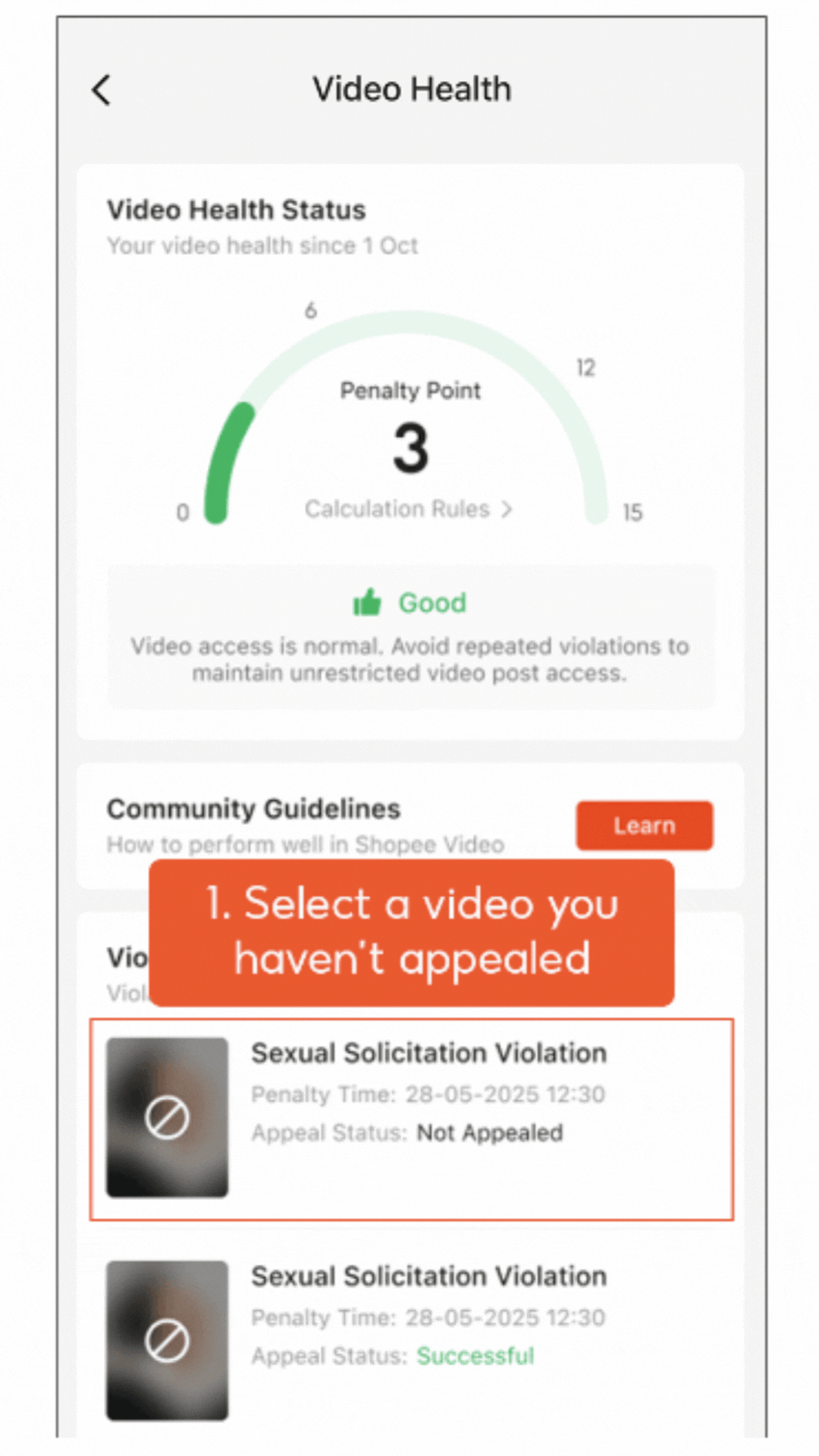 Shopee Video Violation Details and Appeal Function | Shopee SG Seller ...