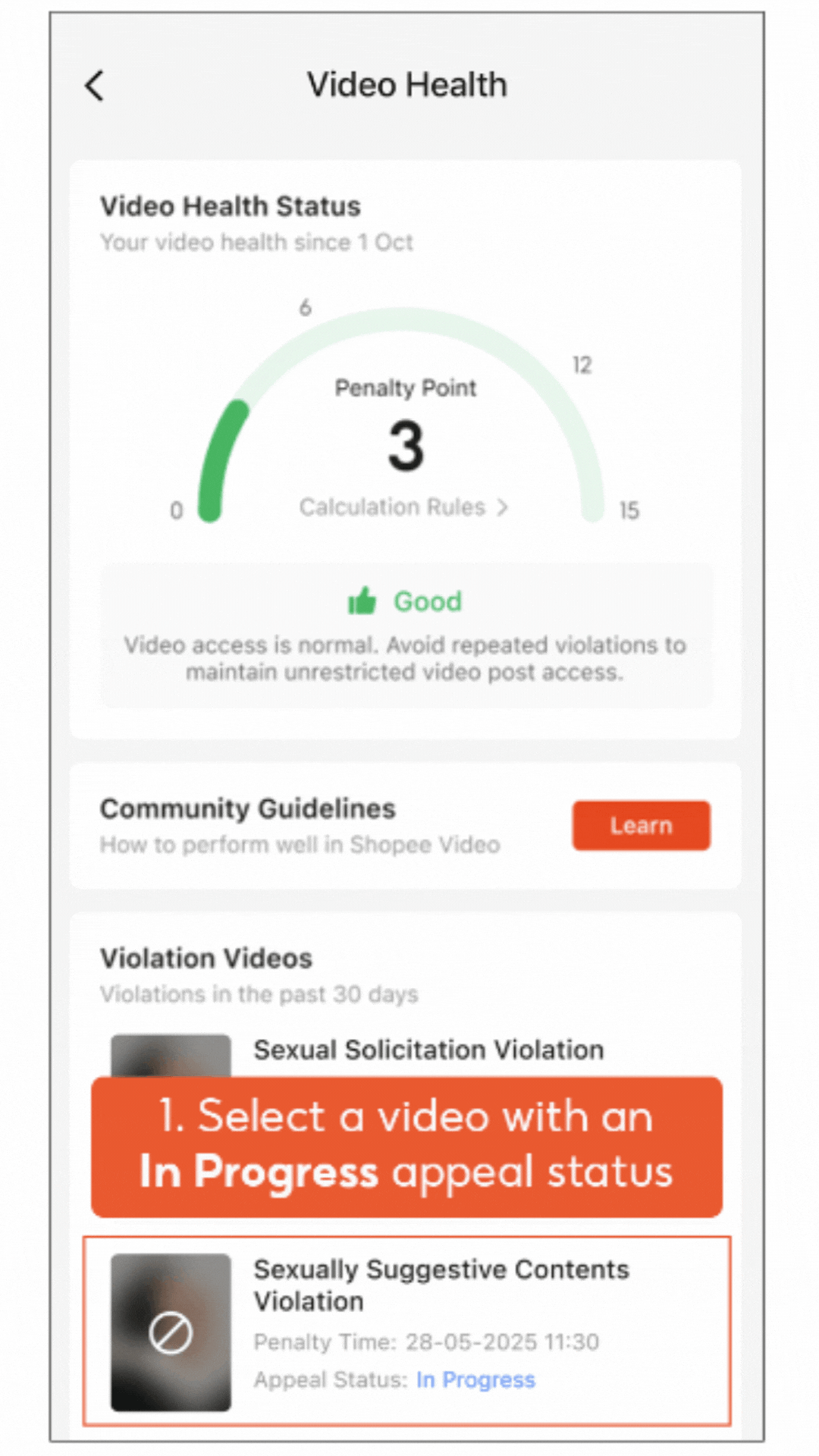 Shopee Video Violation Details and Appeal Function | Shopee SG Seller ...