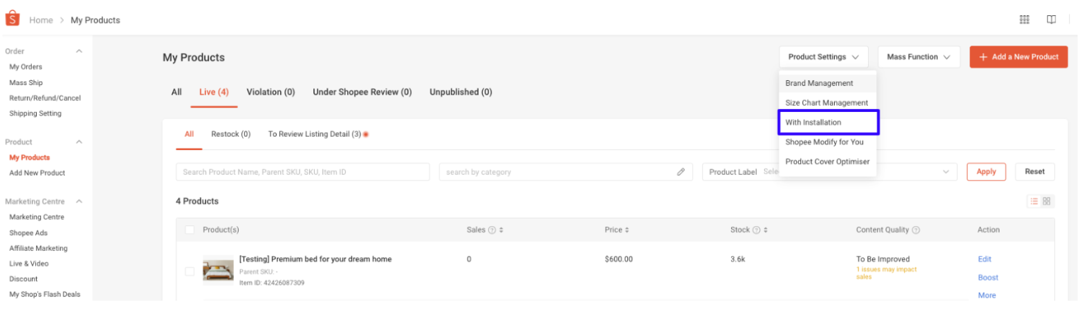 Integrated Installation Service | Shopee SG Seller Education Hub